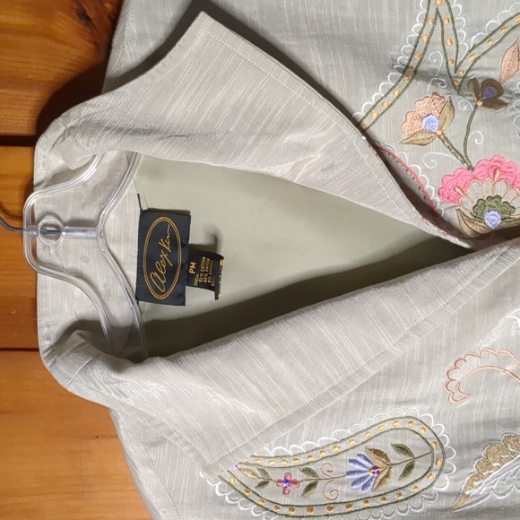 ALEX KIM* embroidered floral long sleeved, long blazer jacket side slit size M - Picture 12 of 17